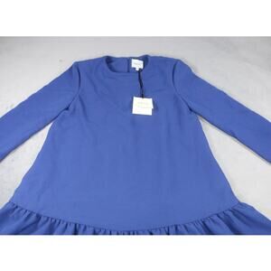EDIT Women’s Blue Ruffle Hem Dress Size XS Long Sleeve Crew Neck Brand NWT